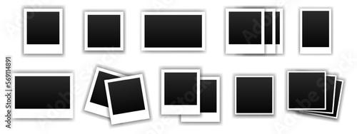 Realistic picture frame mockup rectangle, square collection. Blank frame border mockups. Isolated Black and white pictures frames mock-up on isolated background. Vector EPS 10
