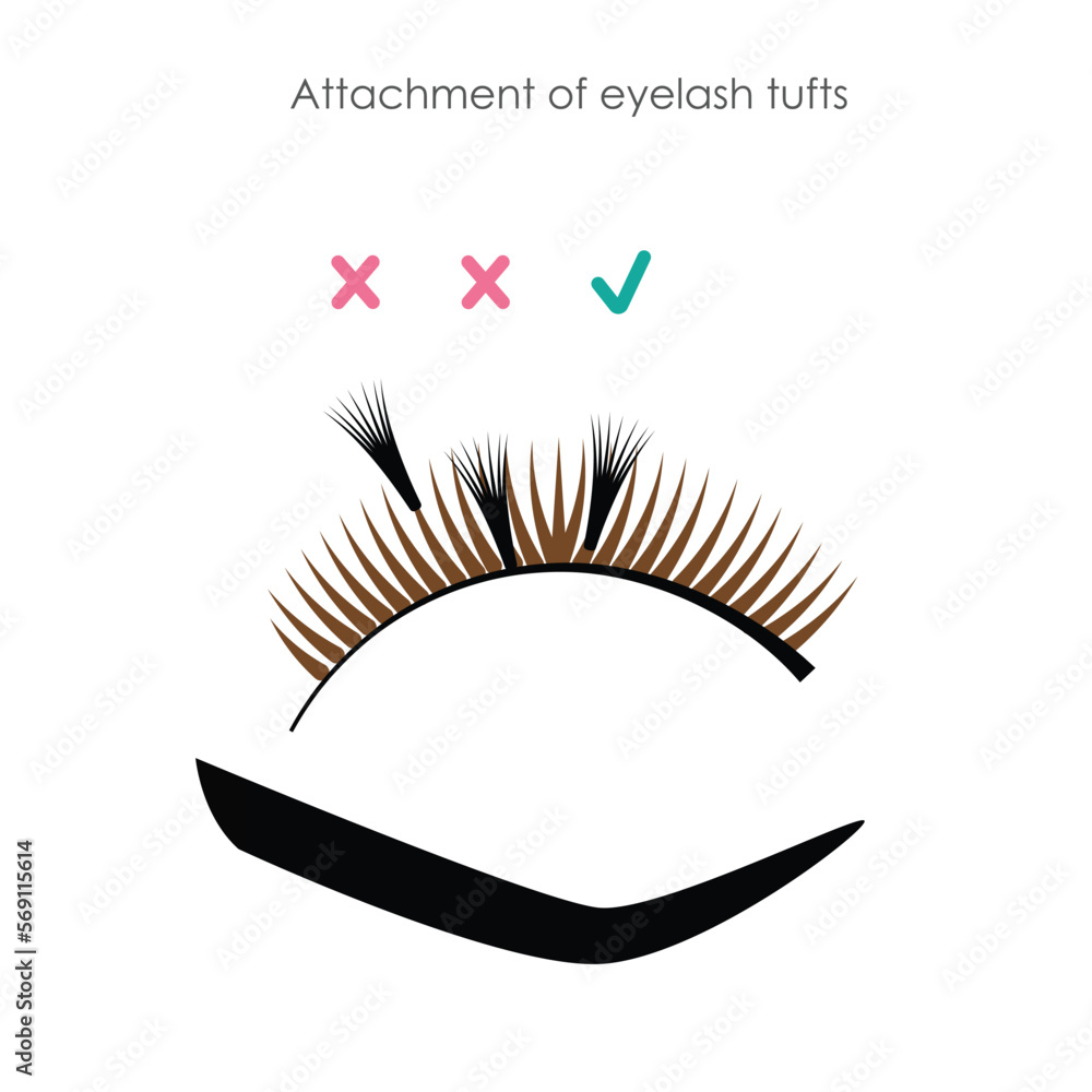 Obraz premium attaching lash tufts to natural lashes, lash extension tutorial