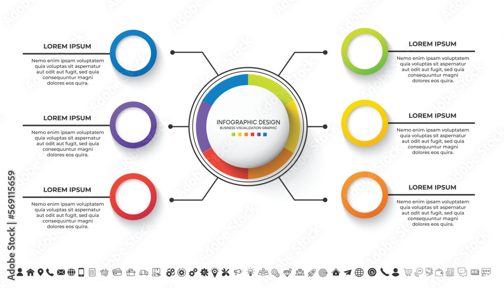 Obraz premium Steps business data visualization timeline process infographic template design with icons