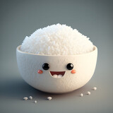 Cute Cartoon Bowl of rice character, generative ai