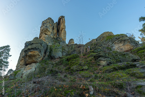 Fascinating rock formations in the Klusberge near Halberstadt in Germany photo