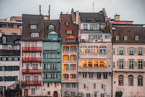 Basel city beautiful colored houses