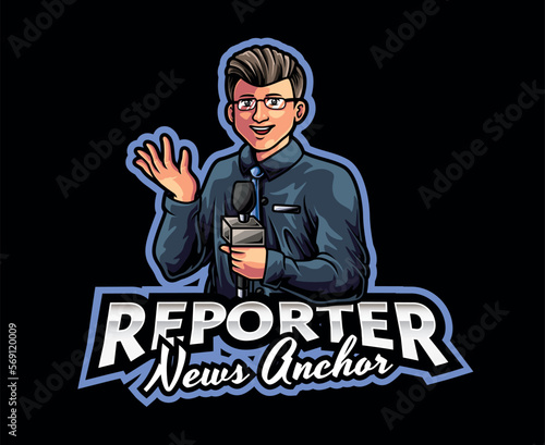 Reporter Mascot Logo Design. Dedicated Journalist Mascot Logo Illustration