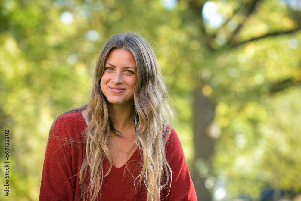 portrait of beautiful blond causasian woman in nature portrait of beautiful blond causasian woman in nature