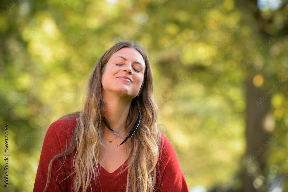 portrait of beautiful blond causasian woman in nature portrait of beautiful blond causasian woman in nature