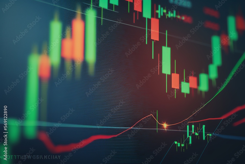 investment panel on monitor screen, green and red candles showing market fluctuation and investment dangers,ai generative investment panel on monitor screen, green and red candles showing market fluctuation and investment dangers,ai generative