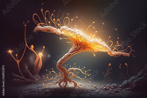 Ophiocordyceps or cordyceps, the 'zombie fungus'. ai generative content photo