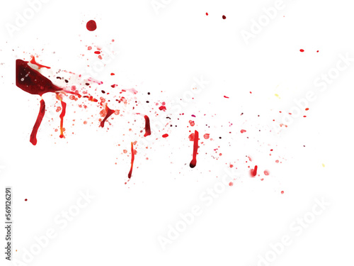 Vector of blood splatter stain overlay isolated on white background. 