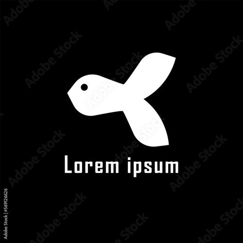 Abstract fish logo, minimal style identity initial logo template. Monochrome, emblem logotype for business cards initials invitations ect