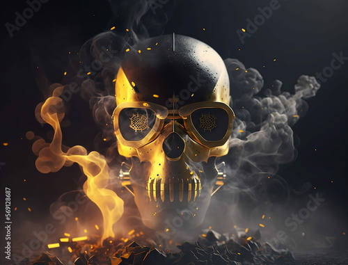 Smokey Black and Gold Skull