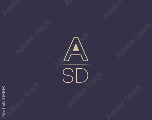 ASD letter logo design modern minimalist vector images