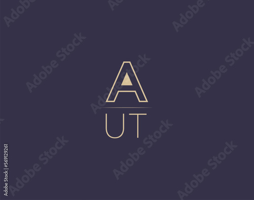 AUT letter logo design modern minimalist vector images