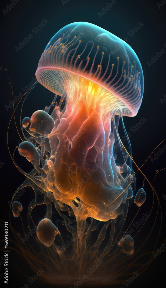 jellyfish in the water made with generated ai jellyfish in the water made with generated ai