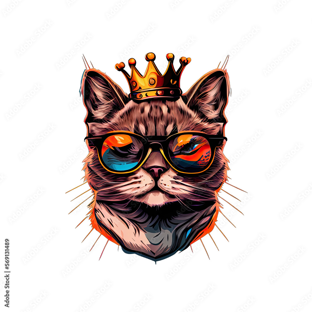 cat with glasses and a crown