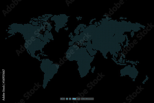 World map night lights. Continent africa, antarctic, asia, europe, america, australia vector detailed illustration