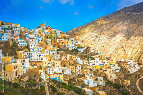 Hillside colorful homes in the old tradition village Olympos © Pav-Pro Photography 