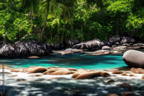 waterfall in the jungle in paradise