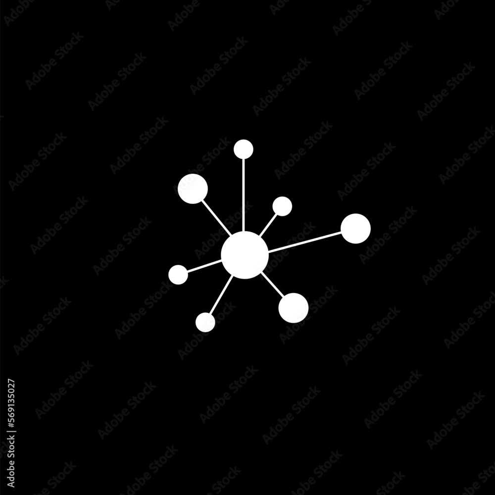 Molecule logo vector illustration flat icon isolated on black background. Molecule logo vector illustration flat icon isolated on black background.