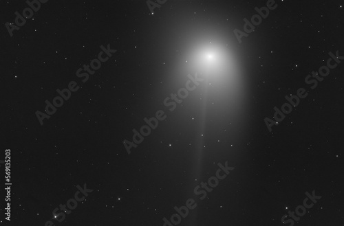 Neanderthal comet or also C 2022 E3  ZTF   with many stars as background in the deep space.