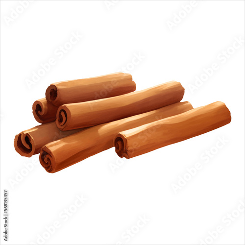 Cinnamon Sticks Isolated Detailed Hand Drawn Painting Illustration