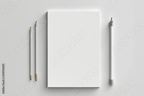 white notebook with pen mockup, template, generative ai © Naseem