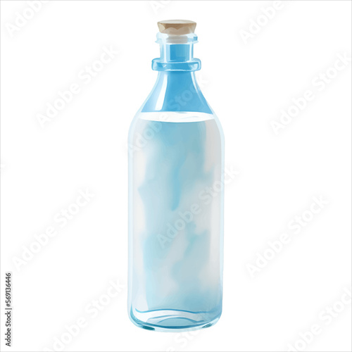 Bottle of Milk Isolated Detailed Hand Drawn Painting Illustration