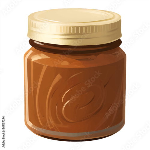 Peanut Butter Jar Isolated Detailed Hand Drawn Painting Illustration