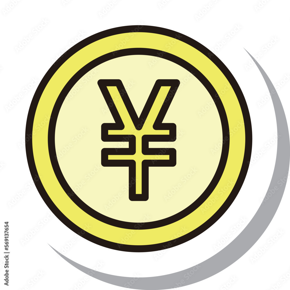 Fototapeta premium ステッカー風ビジネスアイコン 円コイン