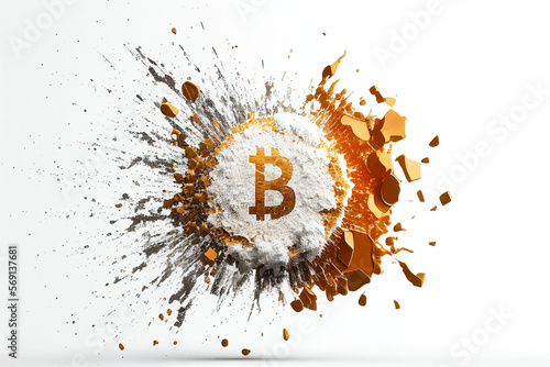 Bitcoin cryptocurrency btc crash explosion bear market white background