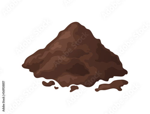 Pile of soil in cartoon. Heap of ground for agricultural. Vector illustration isolated on white background