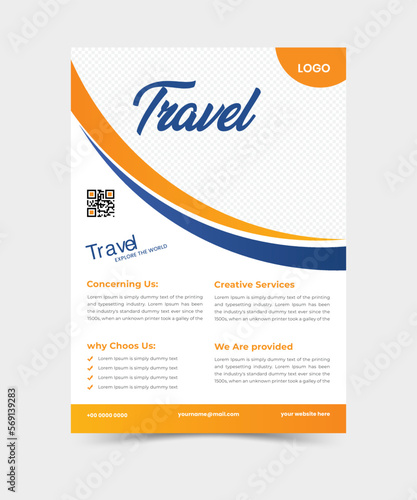Travel Flyer, Vector paint brush clipping masks for flyer, presentation, brochure, banner, poster design.