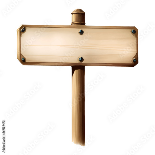 Wooden Signpost Isolated Detailed Hand Drawn Painting Illustration