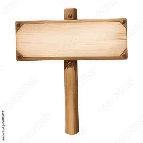 Wooden Signpost Isolated Detailed Hand Drawn Painting Illustration