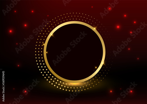 Luxury gold circle center shiny color gold premium red background