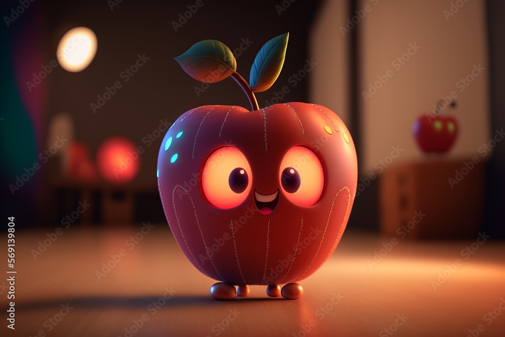 Cute red apple cartoon character - Cartoon food character