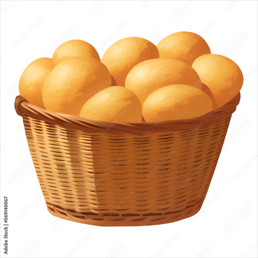 Bakery Breads in Wicker Basket Isolated Detailed Hand Drawn Painting Illustration Bakery Breads in Wicker Basket Isolated Detailed Hand Drawn Painting Illustration