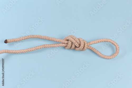 Rope knot Figure-nine loop on a blue background