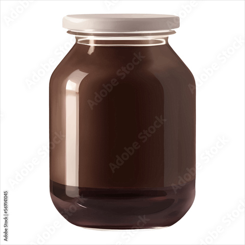 Chocolate Spread in Jar Isolated Detailed Hand Drawn Painting Illustration