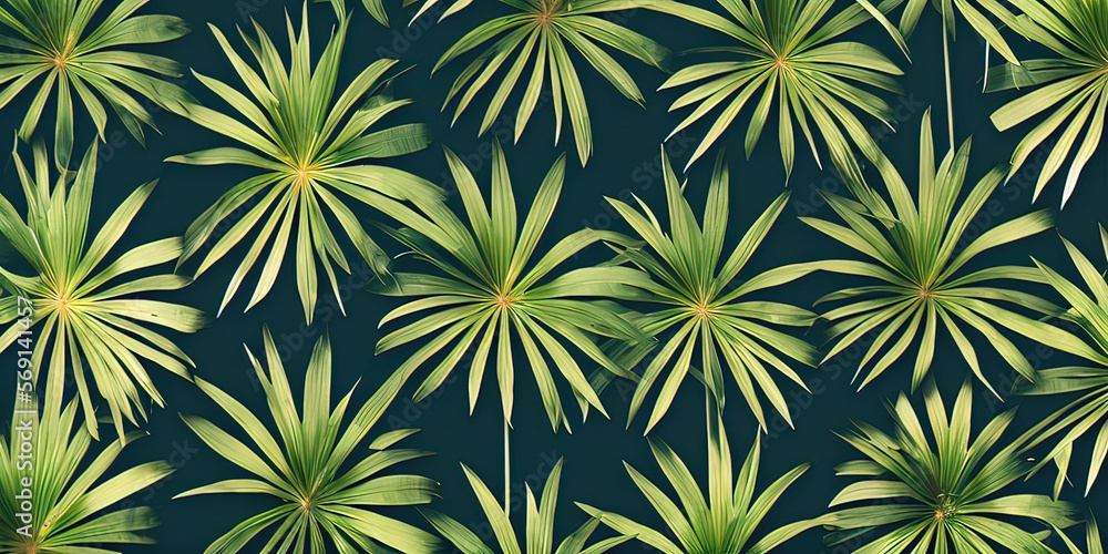 tropical leaves on a dark background - Generative AI tropical leaves on a dark background - Generative AI
