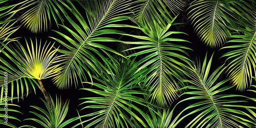 tropical leaves on a dark background - Generative AI © Fernando