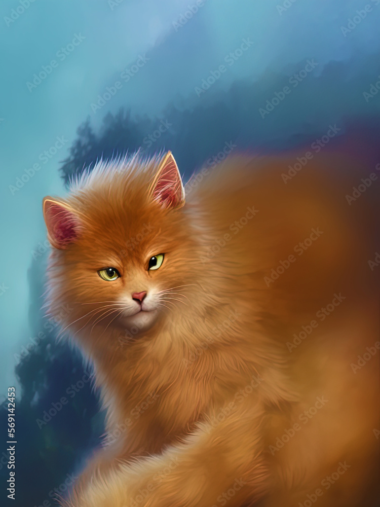 LaPerm Cat Portrait, Generative AI