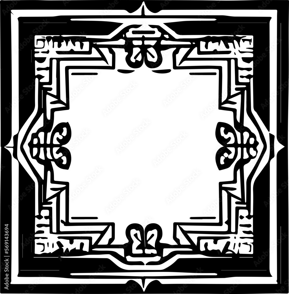 An abstract transparent Art Deco style frame design element. Vectorized from an ai generation.