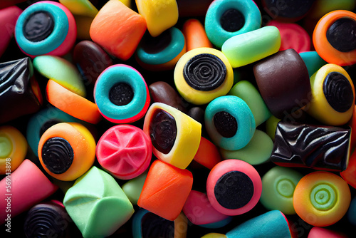 Assorted colorful licorice candies photo