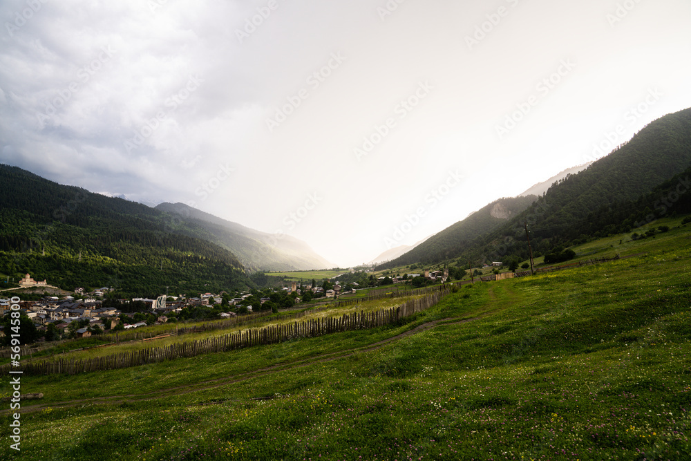 Naklejka premium Mountains Georgia Mestia Svaneti beautiful place