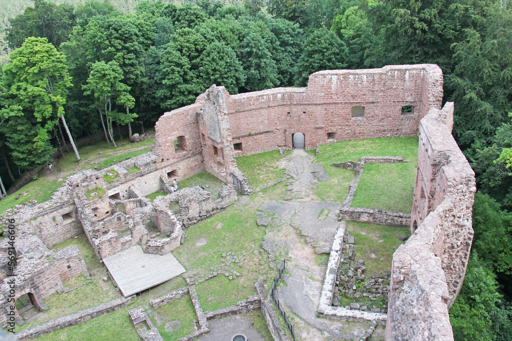 The ruin of the Castle of Wagenbourg Engenthal Alsace France