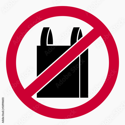 No shopping icon. Shopping ban. Do not use bags. Do not use disposable bags. No plastic bags. Vector icon.