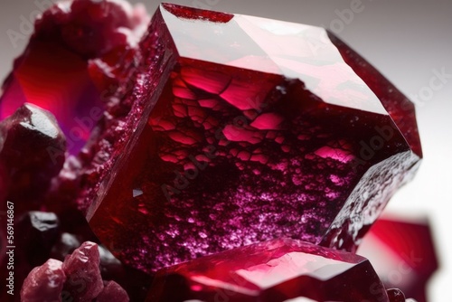 macro mineral stone close up of a ruby on a white background. Generative AI