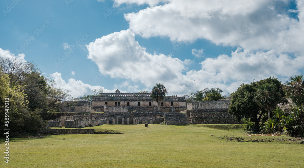 field in Uxmal, old maya site in Yucatan, Mexico