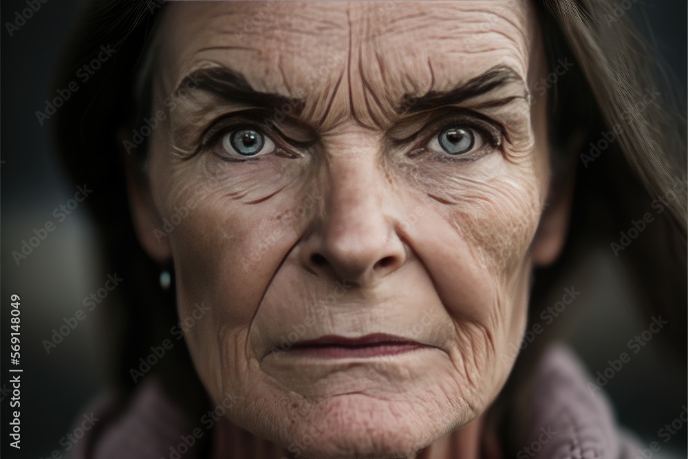 Beautiful senior woman portrait on dark background. Elderly person with amazing blue eyes. Generative AI Beautiful senior woman portrait on dark background. Elderly person with amazing blue eyes. Generative AI