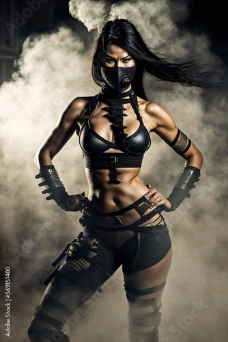 Female ninja assassin warrior. Designed using generative ai. 